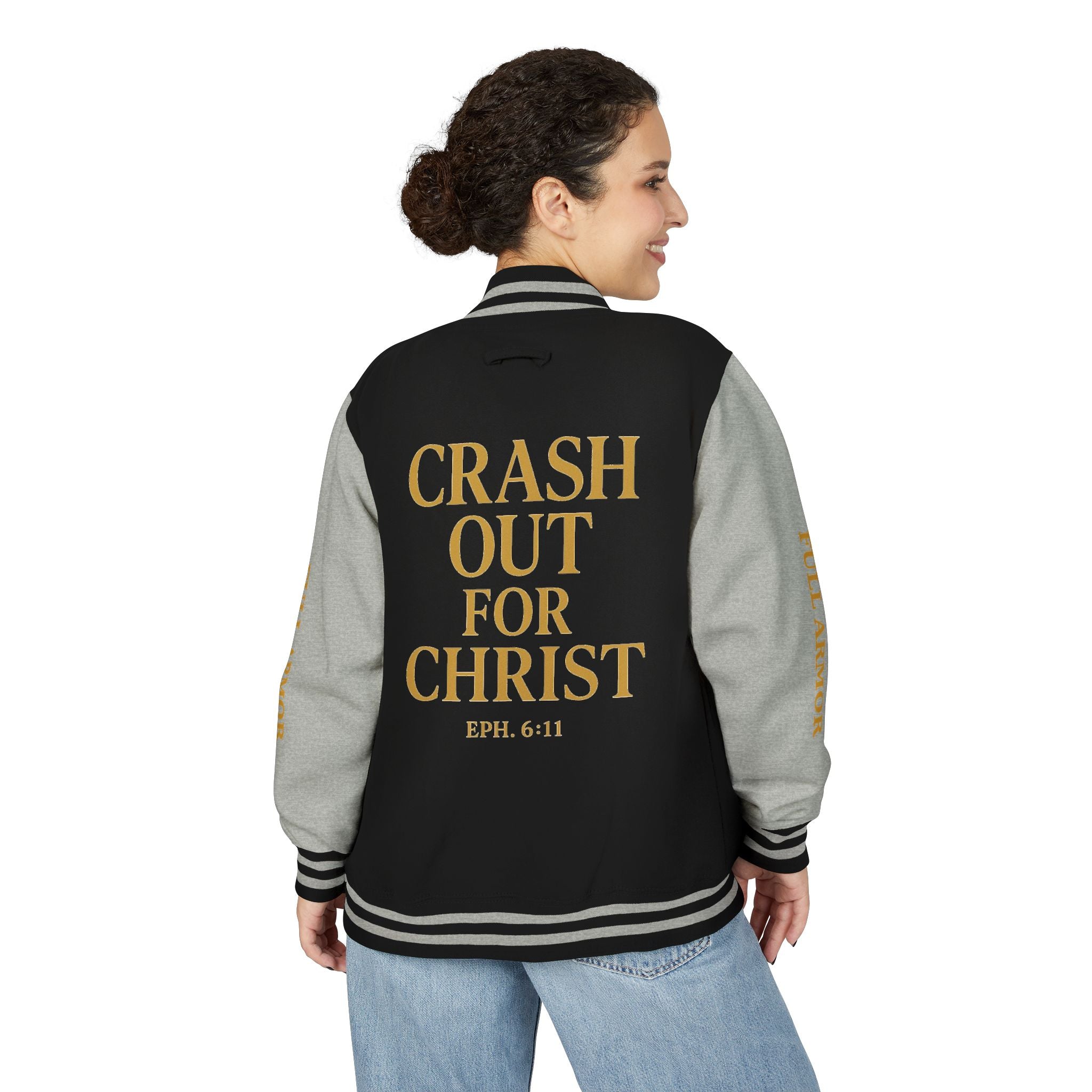 Crash Out for Christ Unisex Heavyweight Letterman Jacket