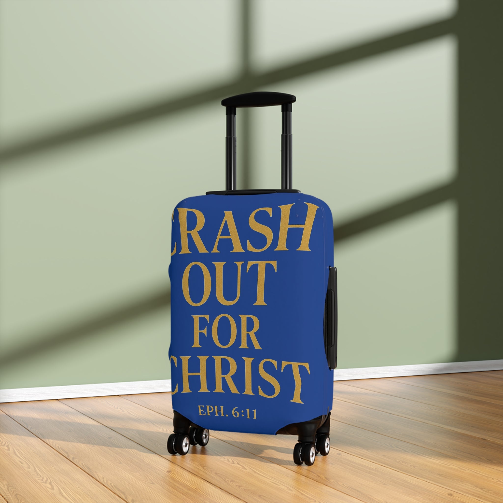 Christian Travel Luggage Cover - "Crash Out for Christ" Design