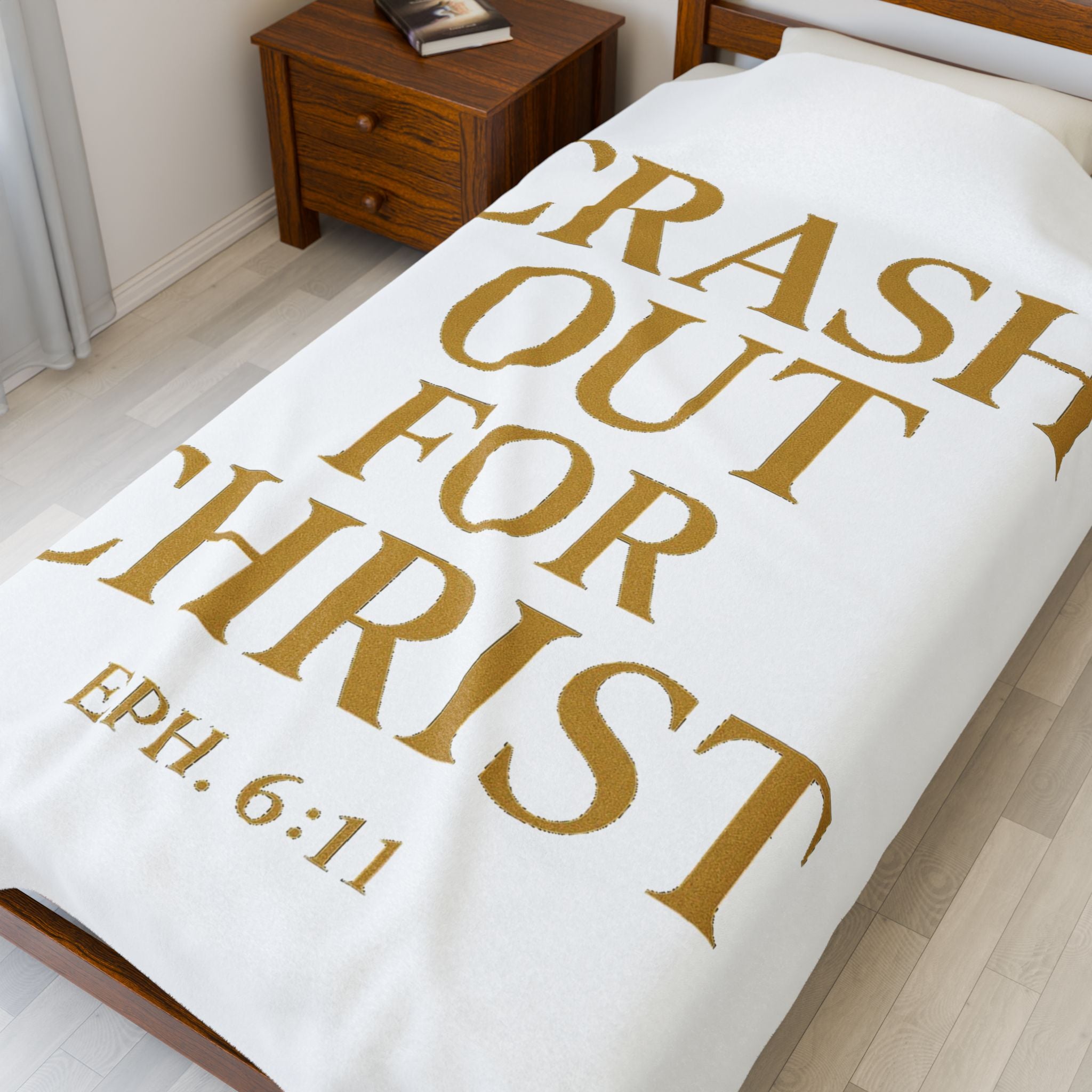 Inspirational Plush Blanket - 'Crash Out for Christ' - Cozy Velveteen Comfort