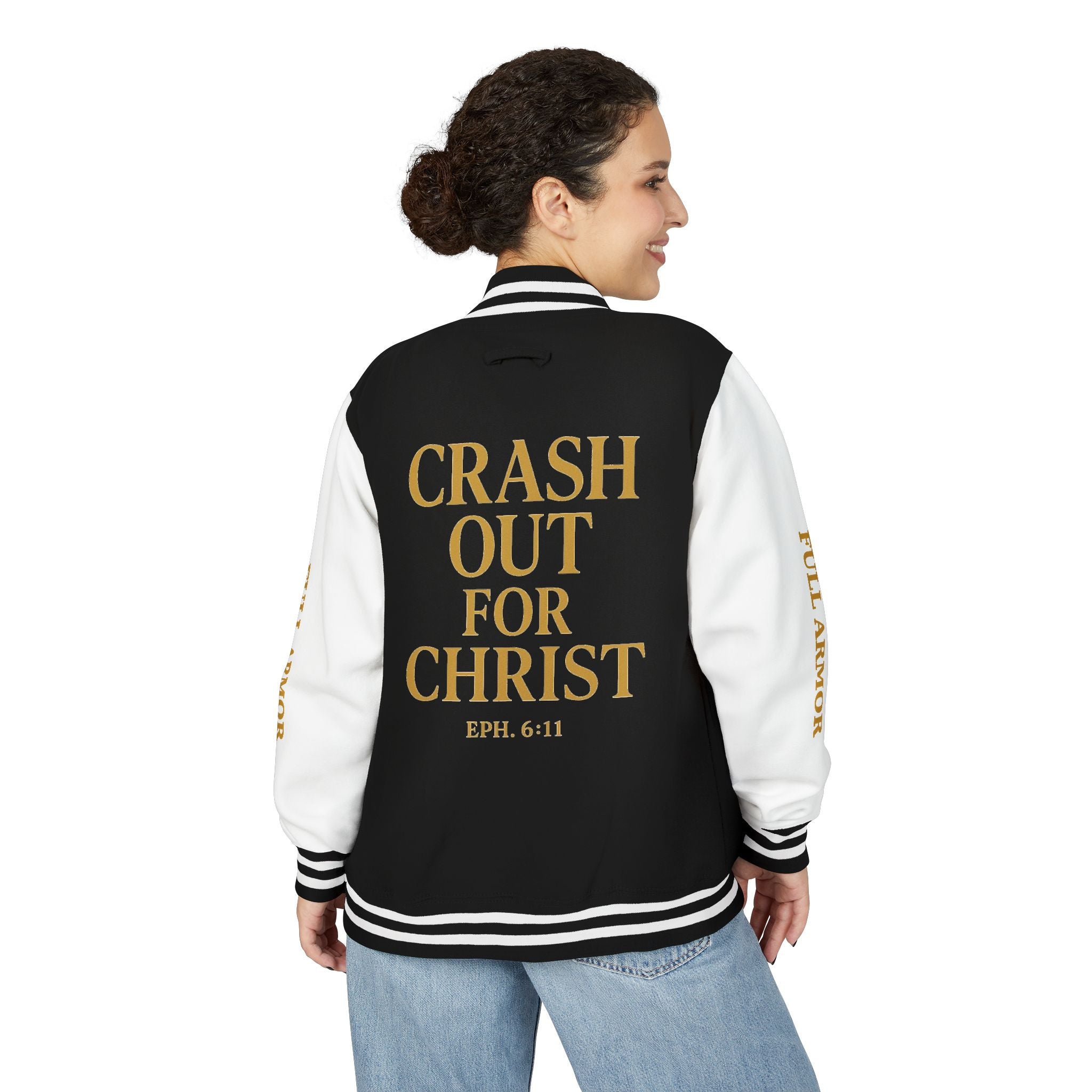 Crash Out for Christ Unisex Heavyweight Letterman Jacket