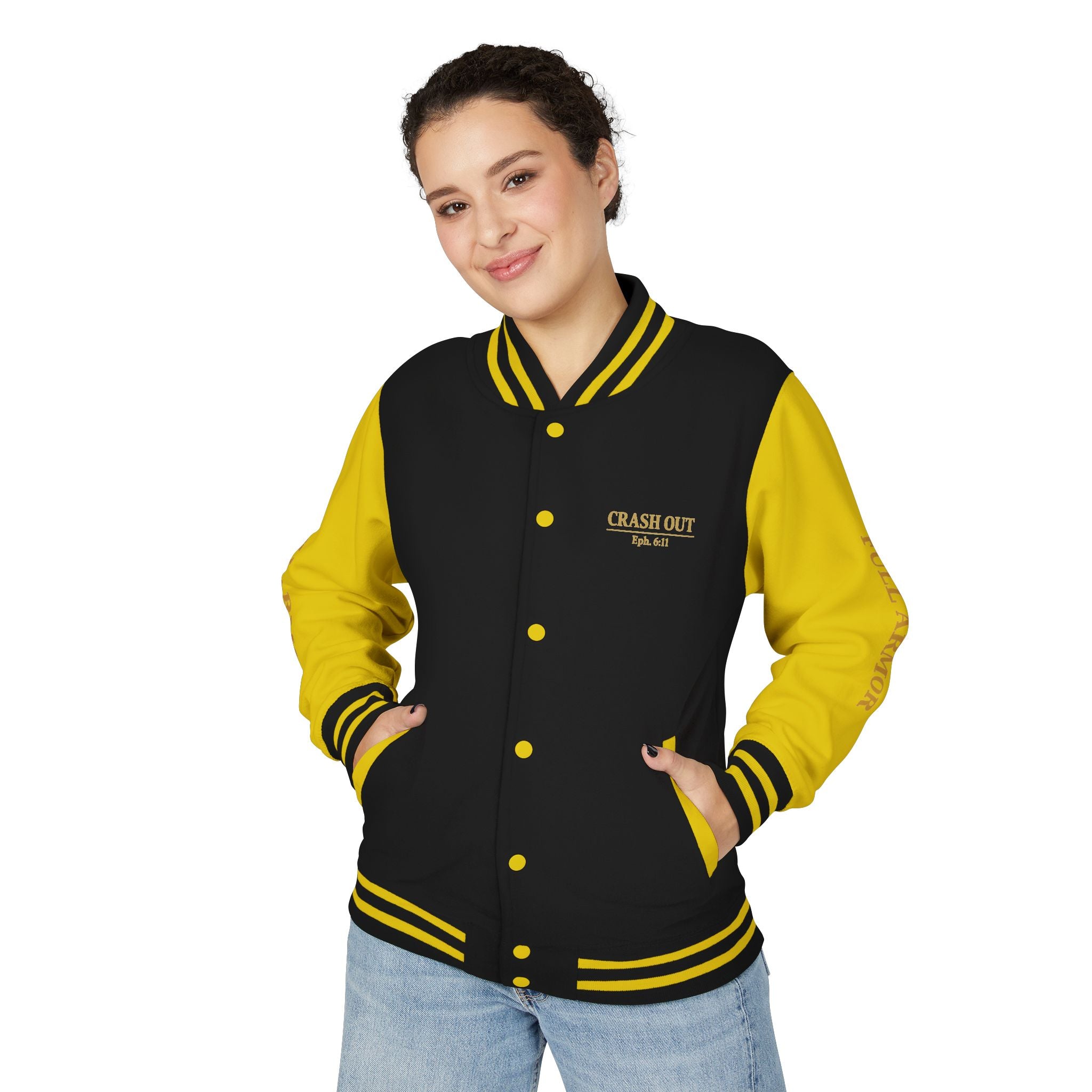 Crash Out for Christ Unisex Heavyweight Letterman Jacket