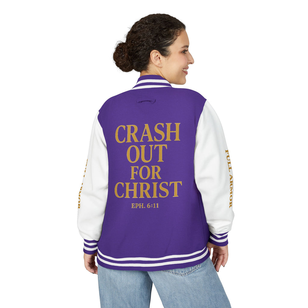 Crash Out for Christ Unisex Heavyweight Letterman Jacket