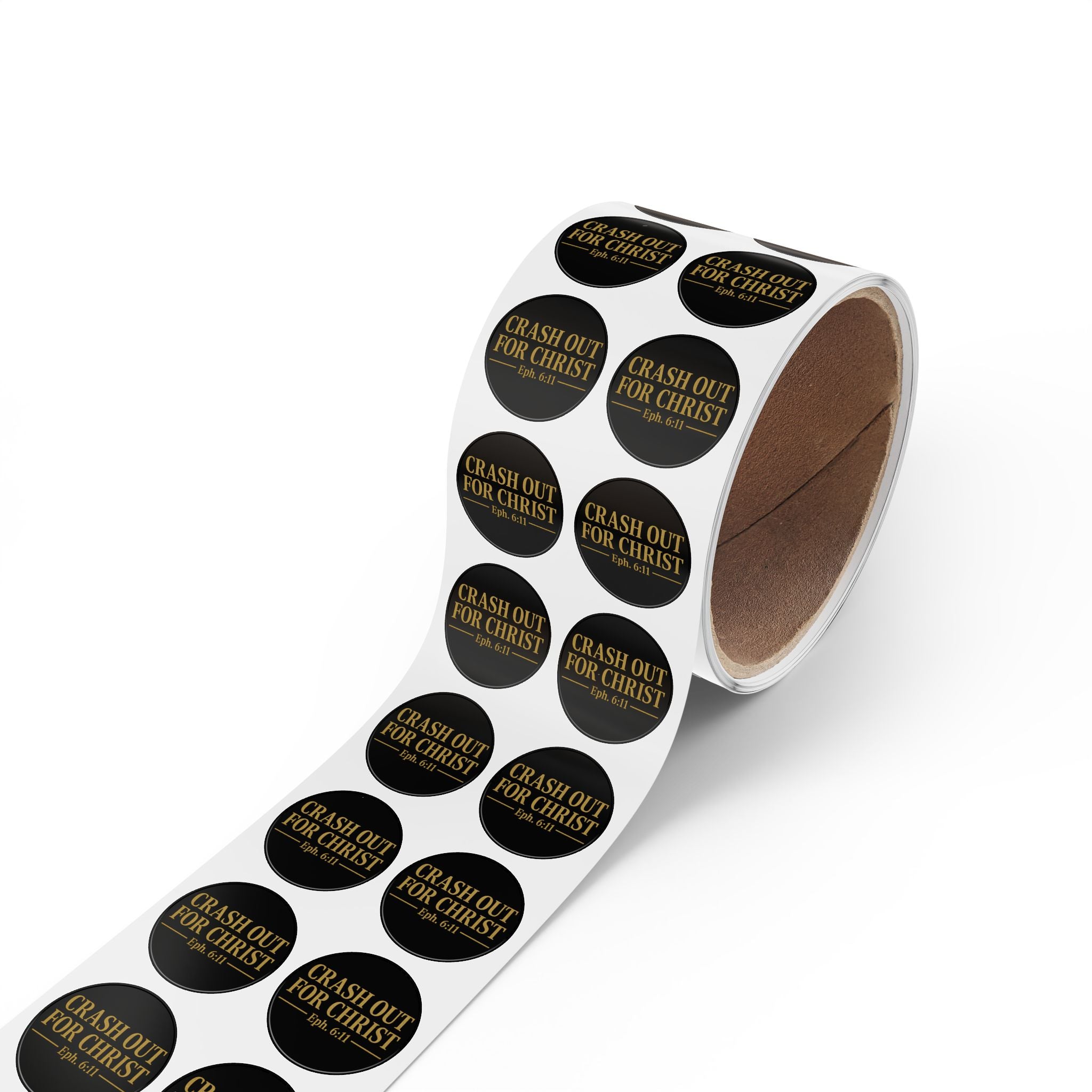 Inspirational Round Sticker Labels - 'CRASH OUT FOR CHRIST'