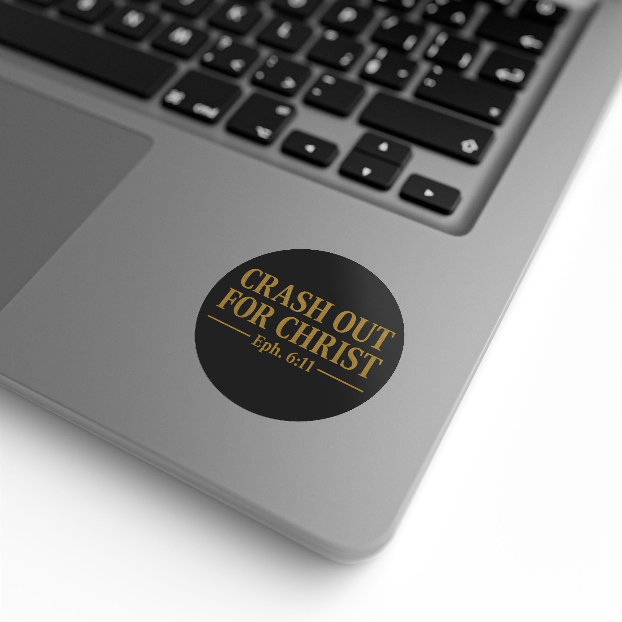 Inspirational Round Sticker Labels - 'CRASH OUT FOR CHRIST'