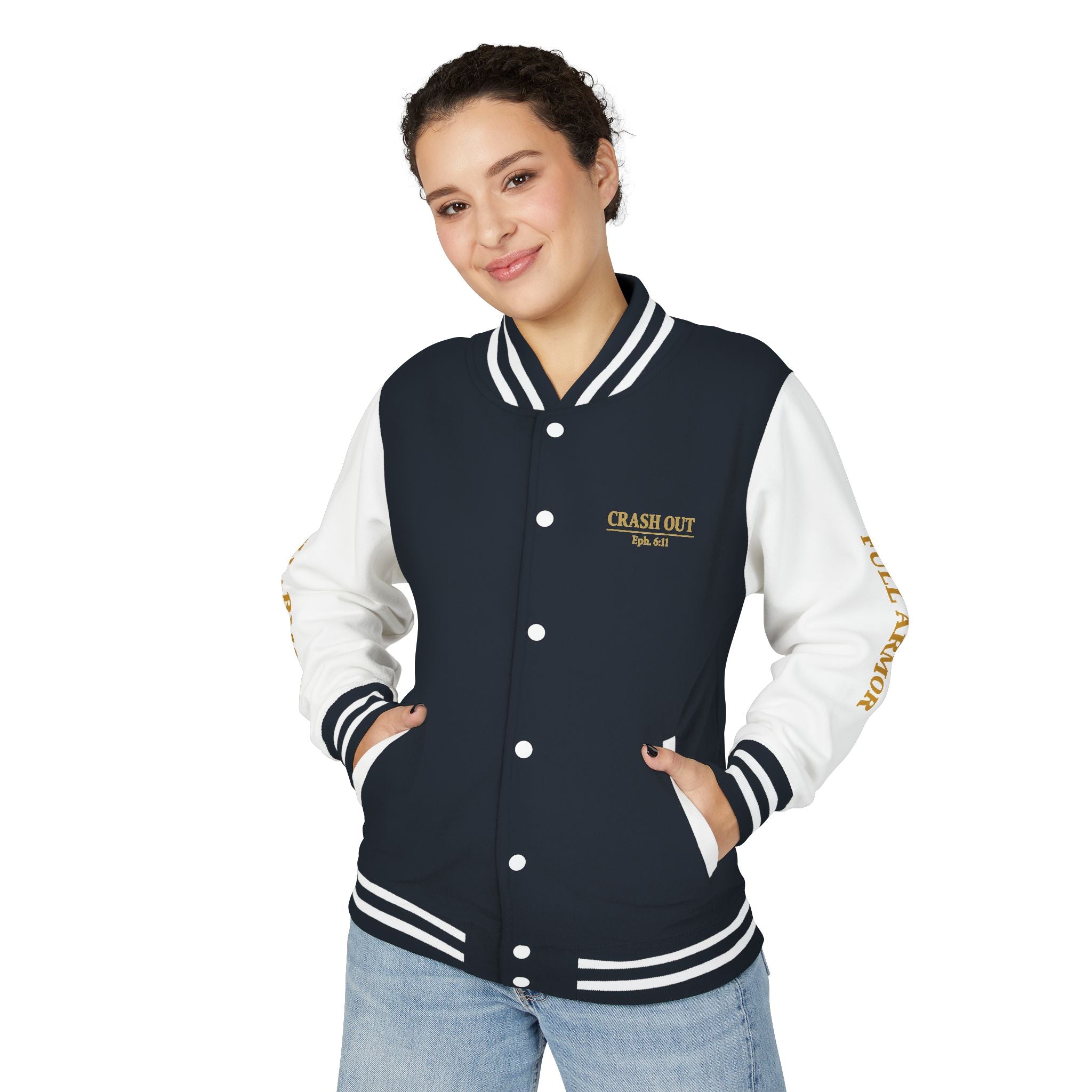 Crash Out for Christ Unisex Heavyweight Letterman Jacket