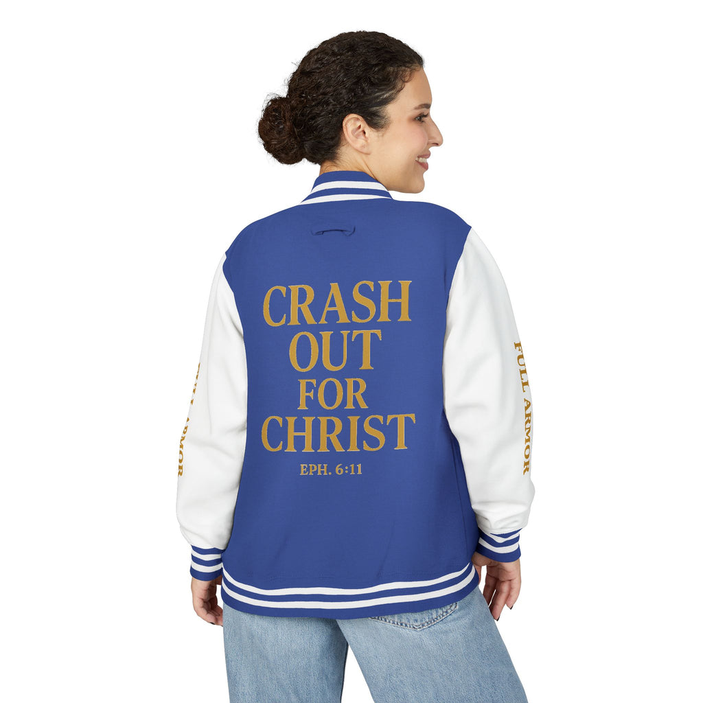 Crash Out for Christ Unisex Heavyweight Letterman Jacket