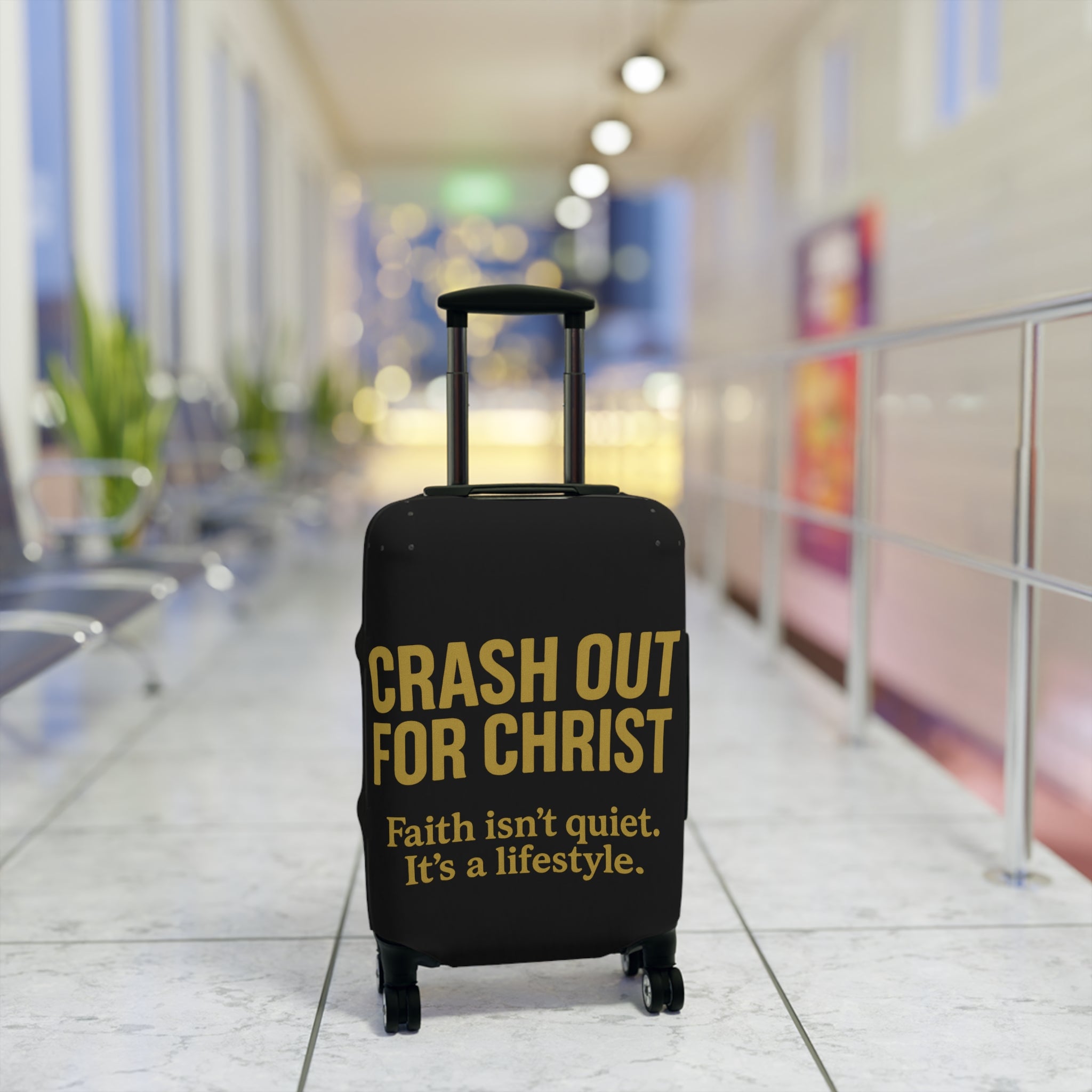 Inspirational Luggage Cover - "Crash Out for Christ" - Travel with Faith