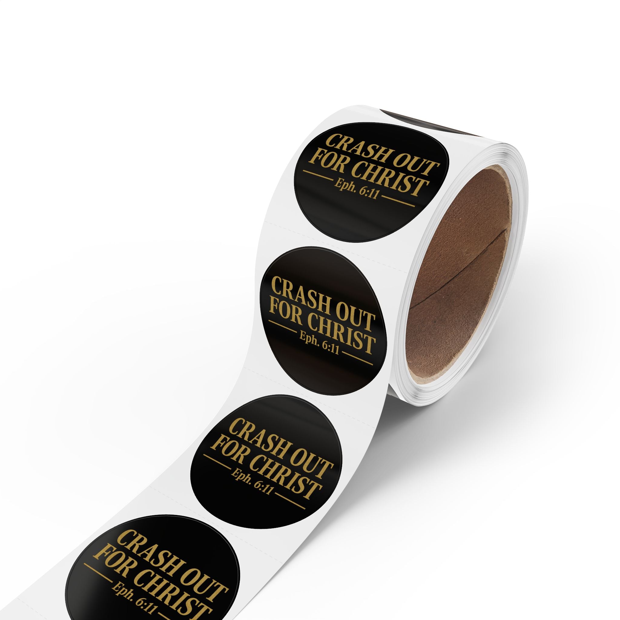 Inspirational Round Sticker Labels - 'CRASH OUT FOR CHRIST'