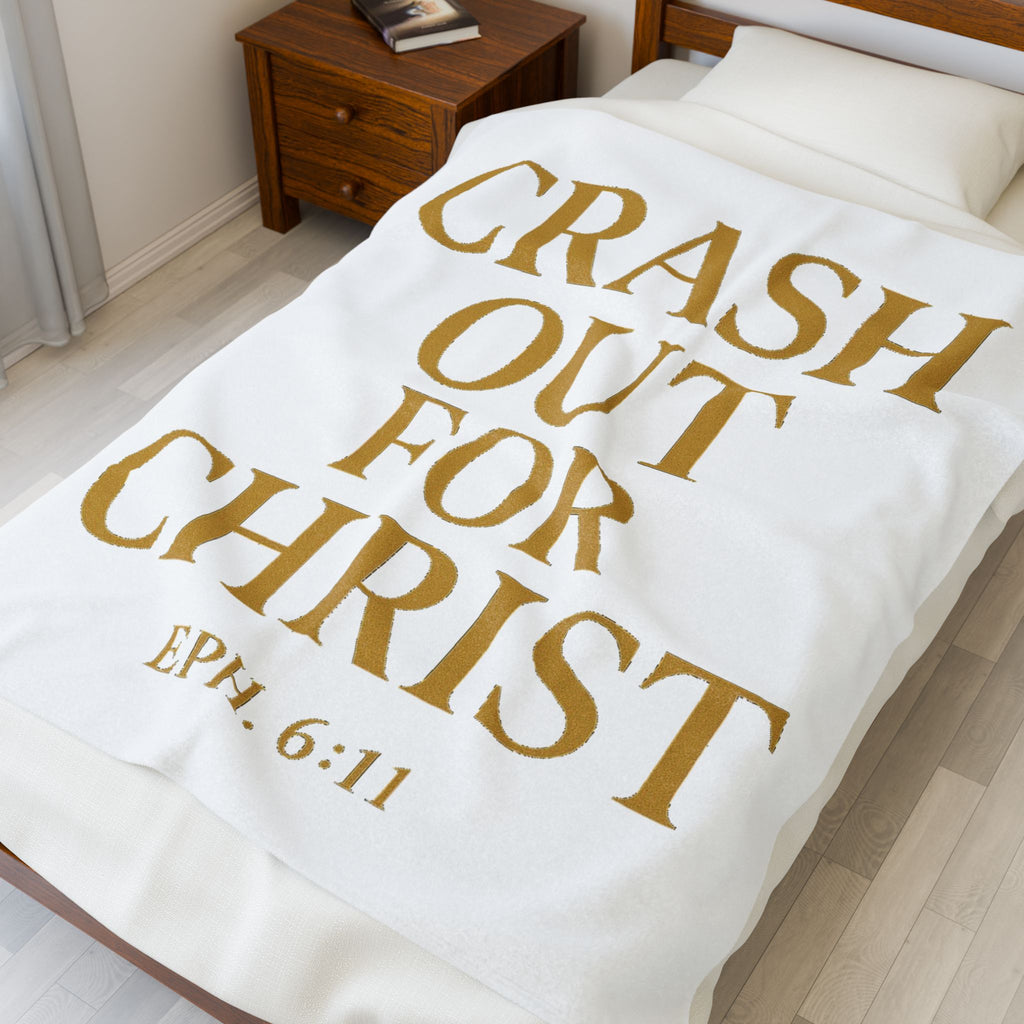 Inspirational Plush Blanket - 'Crash Out for Christ' - Cozy Velveteen Comfort