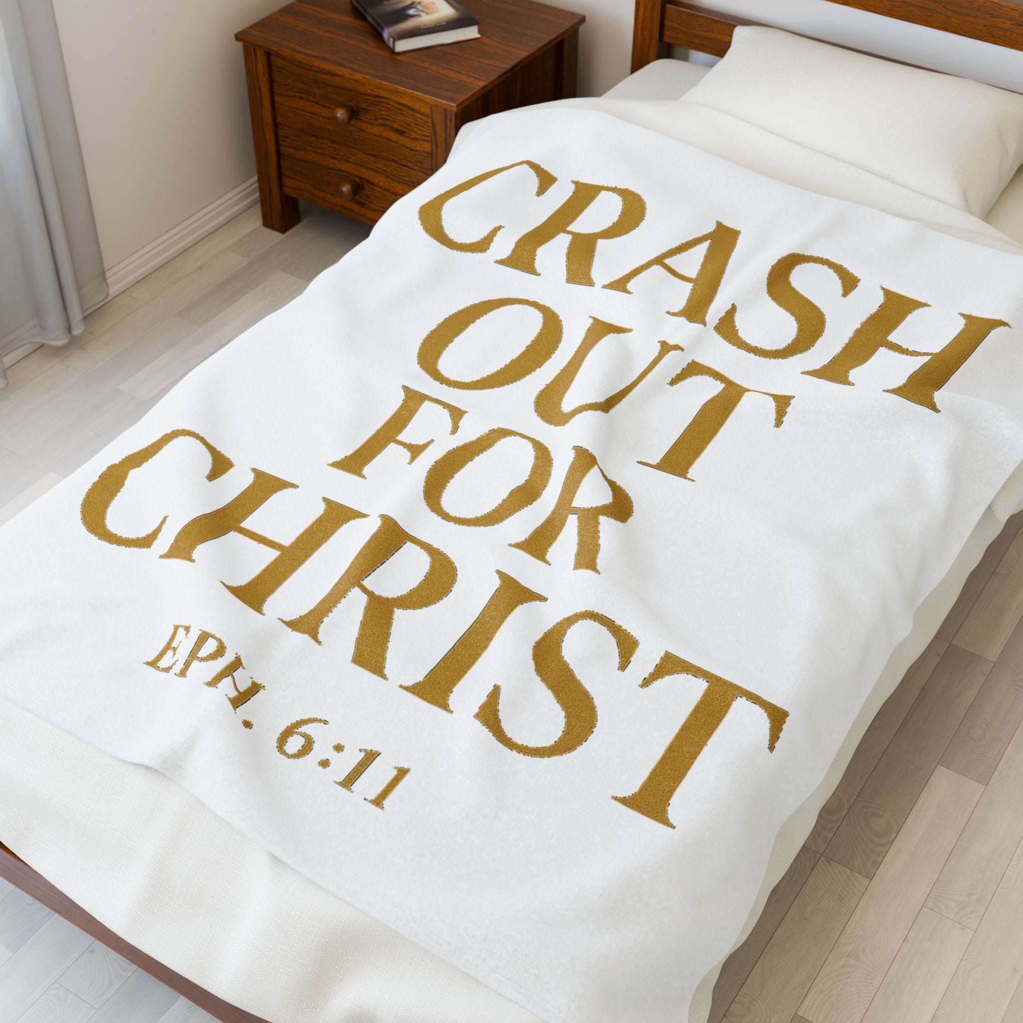 Inspirational Plush Blanket - 'Crash Out for Christ' - Cozy Velveteen Comfort