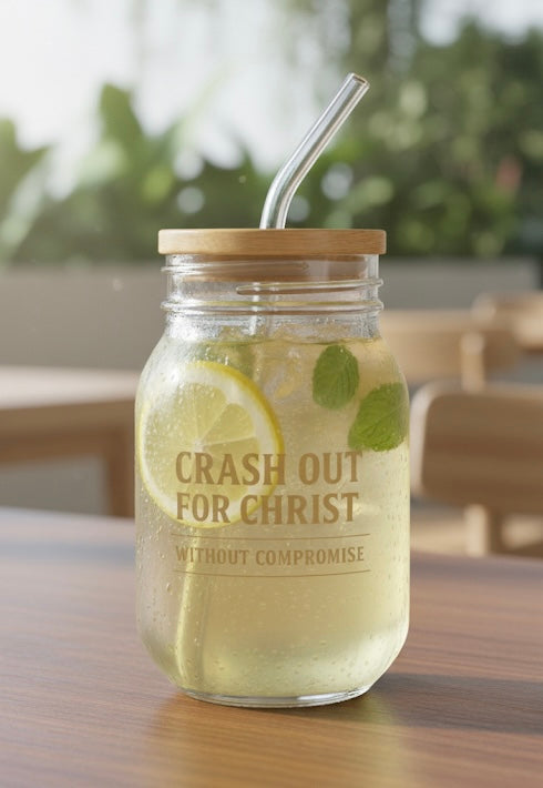 Engraved Sipper Glass with Straw - 16oz "Crash Out for Christ"