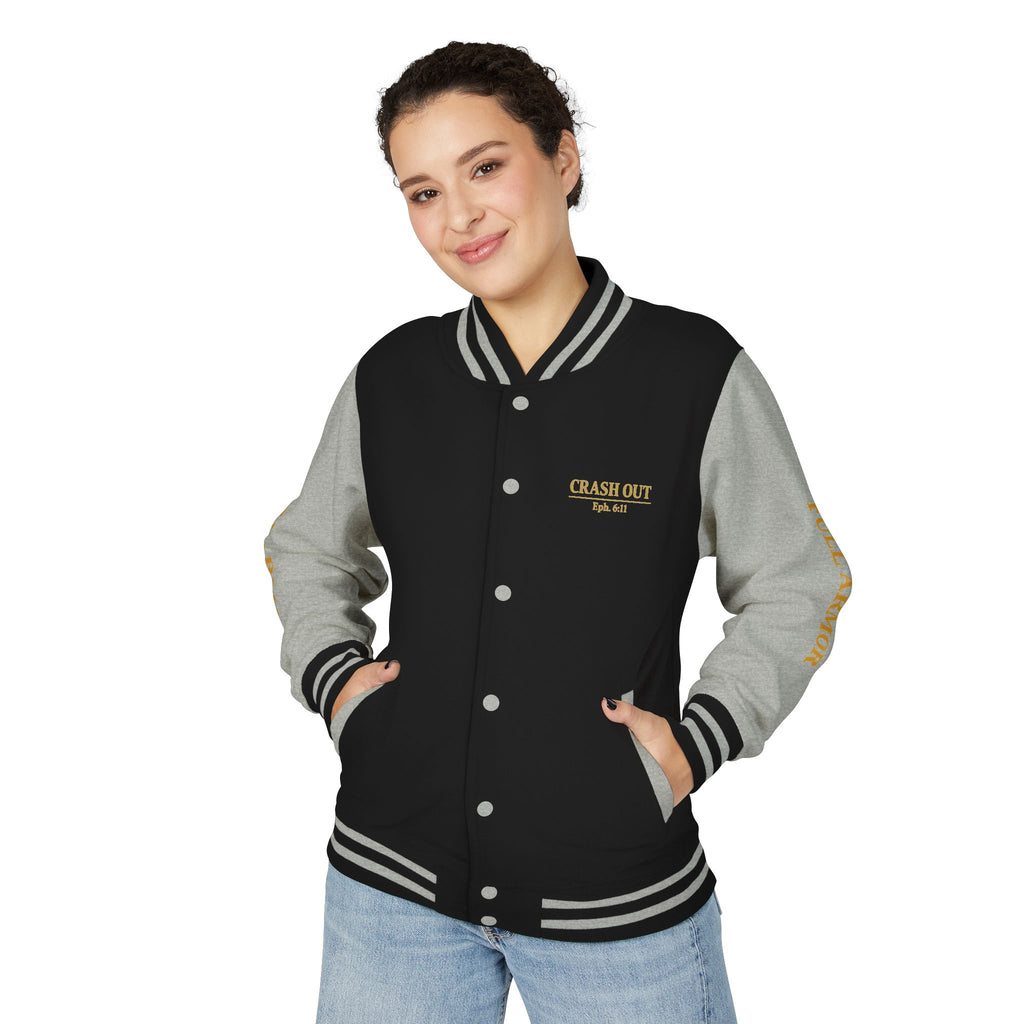 Crash Out for Christ Unisex Heavyweight Letterman Jacket