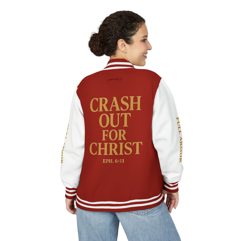 Crash Out for Christ Unisex Heavyweight Letterman Jacket