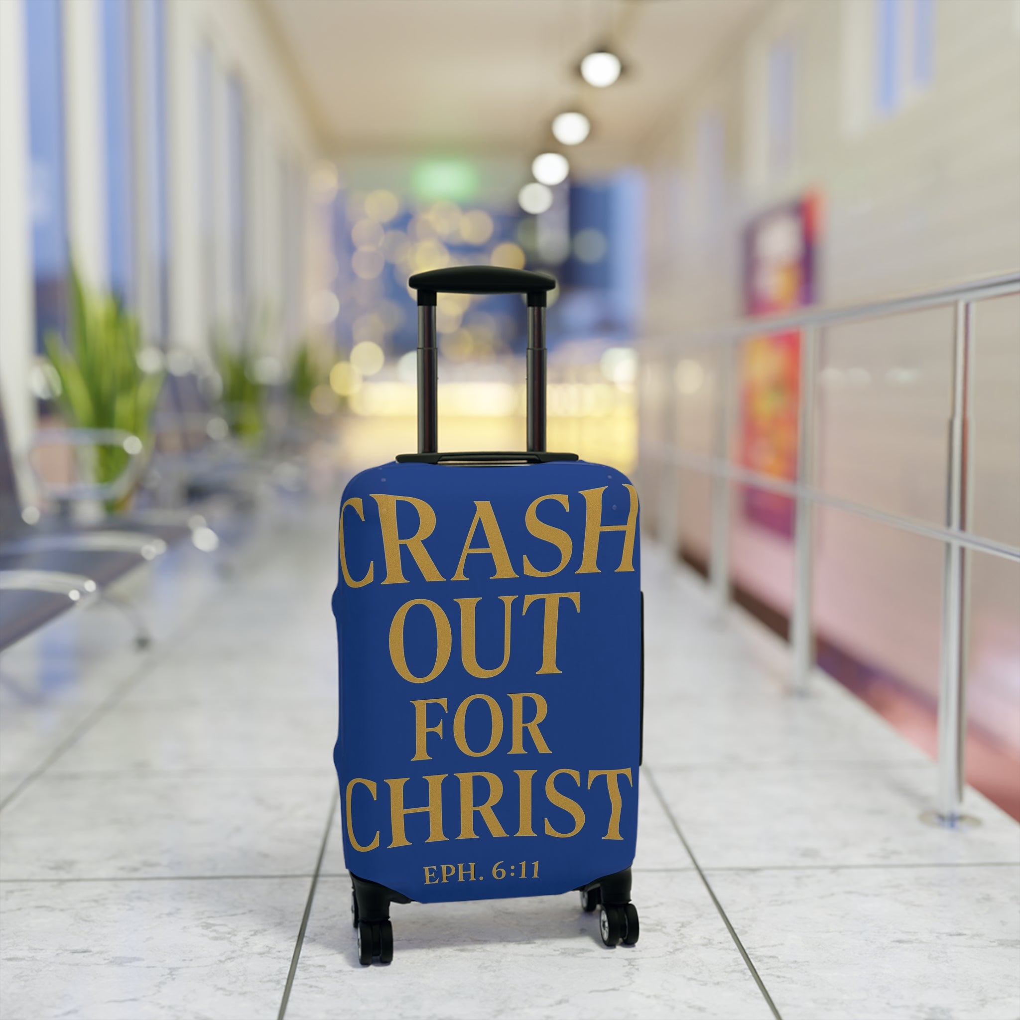 Christian Travel Luggage Cover - "Crash Out for Christ" Design