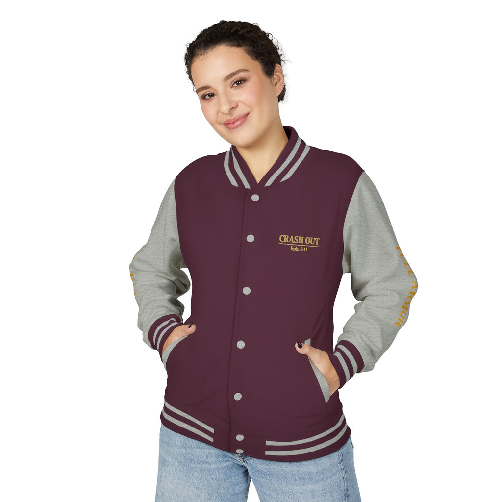 Crash Out for Christ Unisex Heavyweight Letterman Jacket