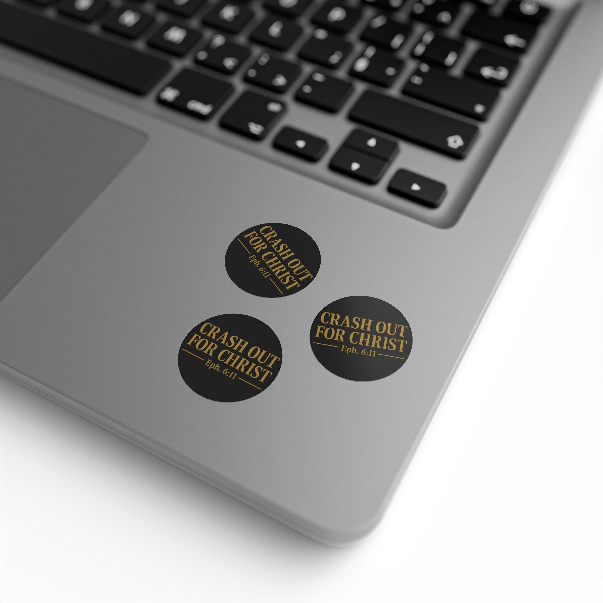 Inspirational Round Sticker Labels - 'CRASH OUT FOR CHRIST'