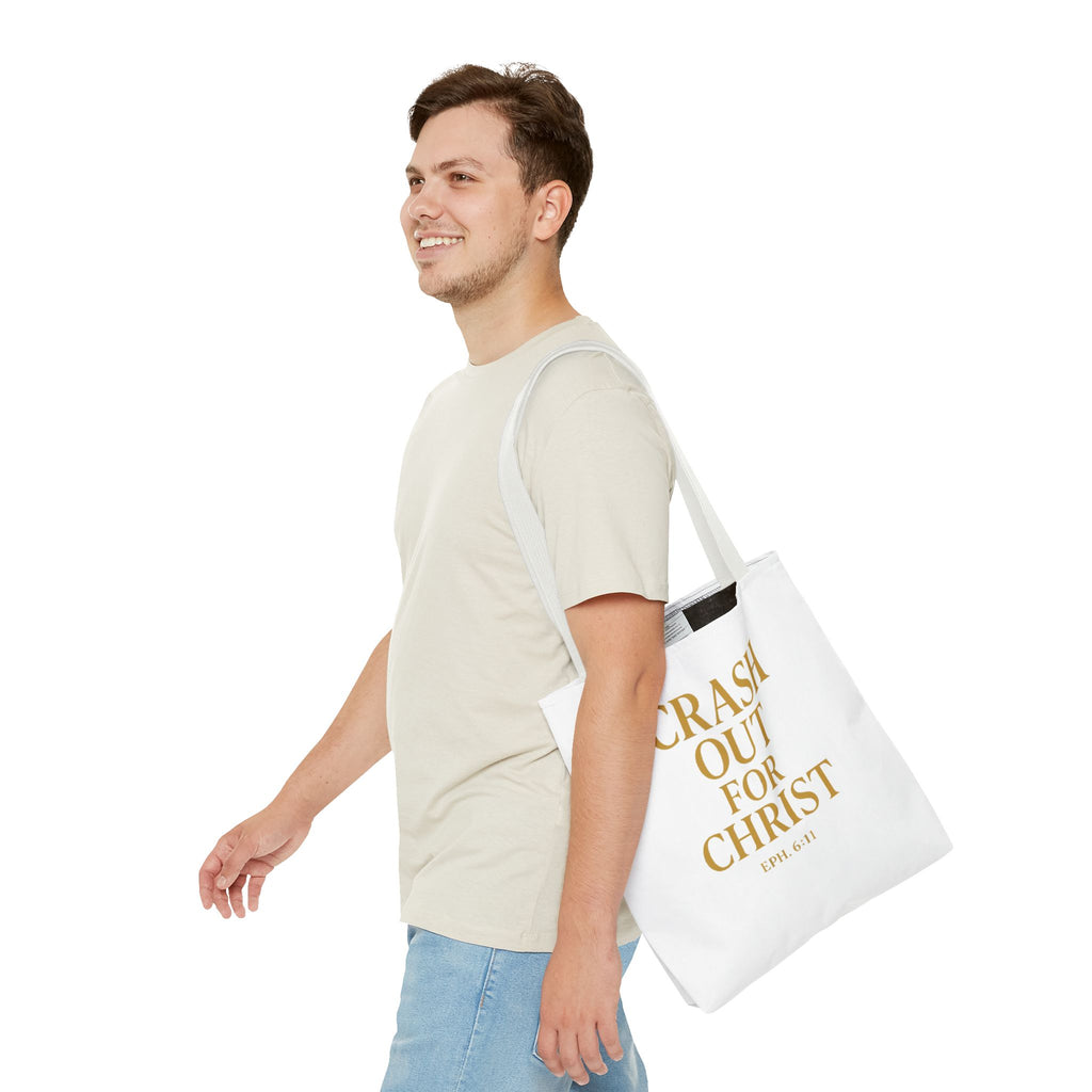 Inspirational Christian Tote Bag - "Crash Out for Christ"