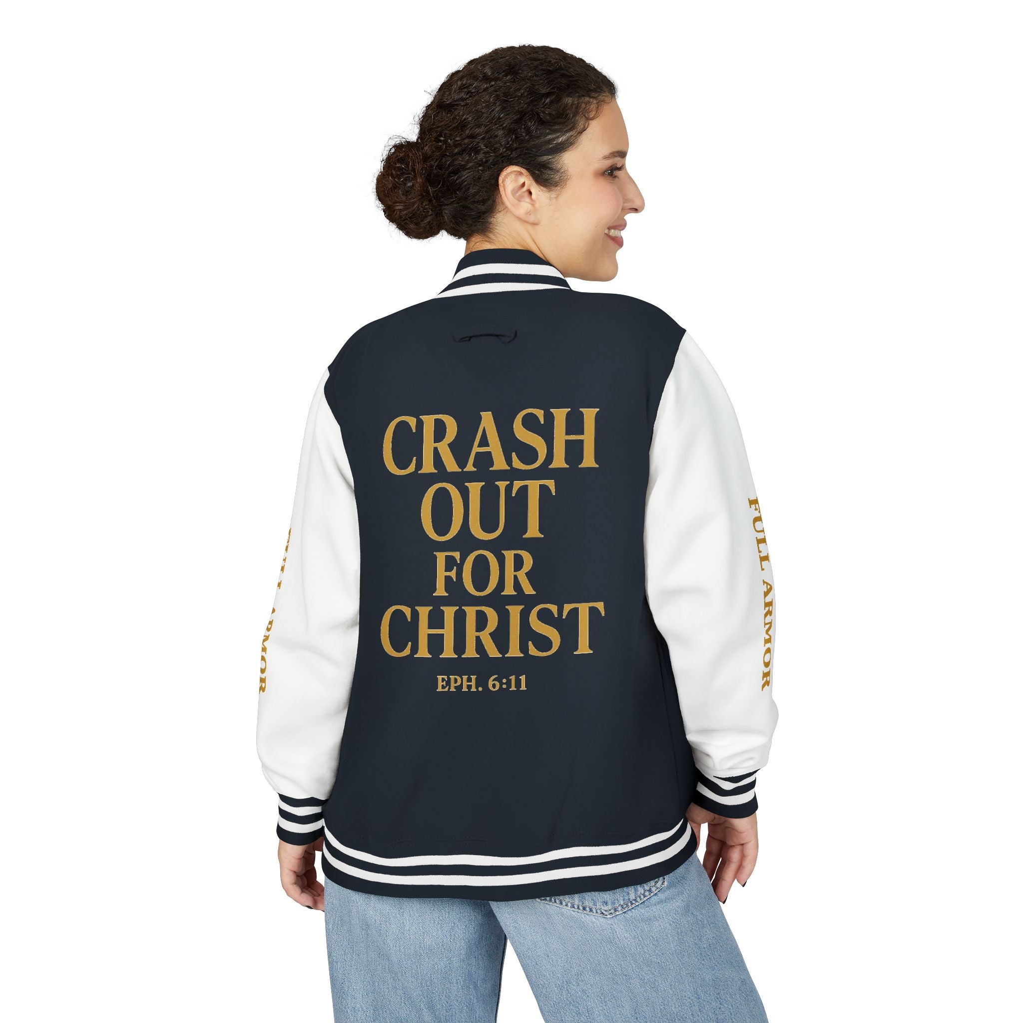 Crash Out for Christ Unisex Heavyweight Letterman Jacket
