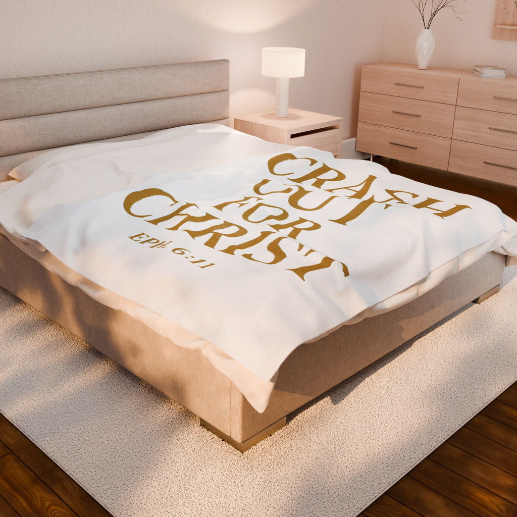 Inspirational Plush Blanket - 'Crash Out for Christ' - Cozy Velveteen Comfort