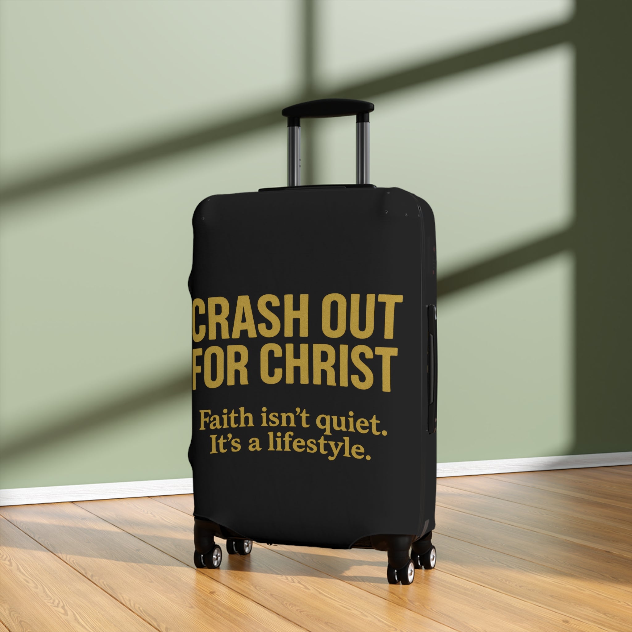 Inspirational Luggage Cover - "Crash Out for Christ" - Travel with Faith