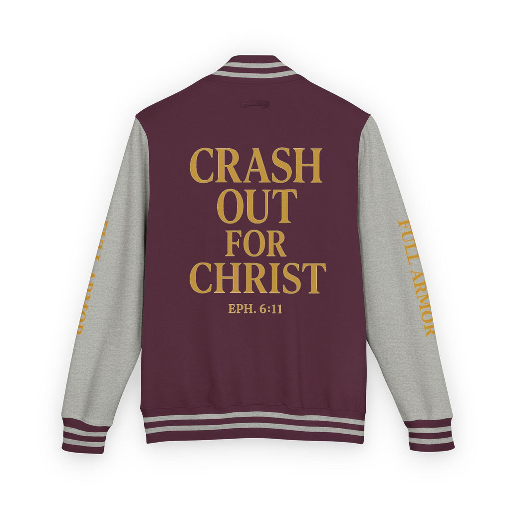 Crash Out for Christ Unisex Heavyweight Letterman Jacket