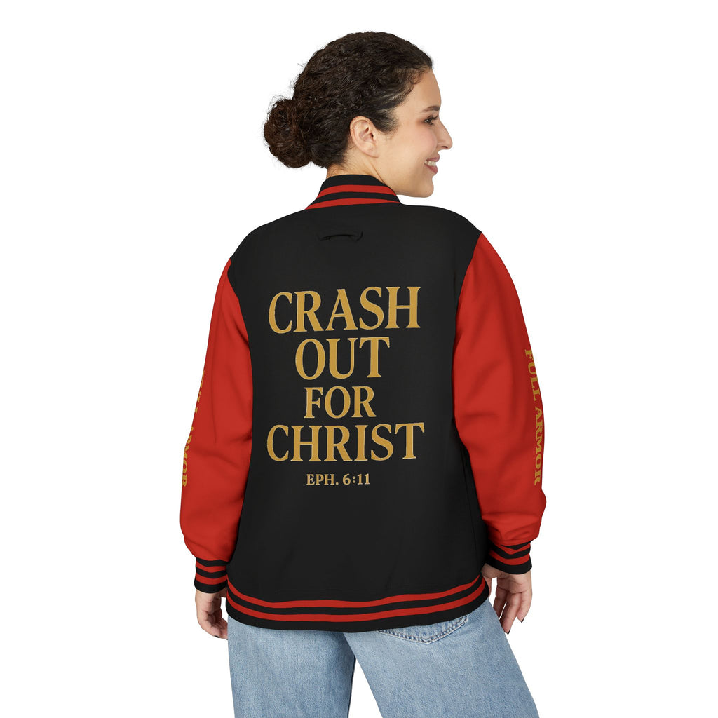 Crash Out for Christ Unisex Heavyweight Letterman Jacket