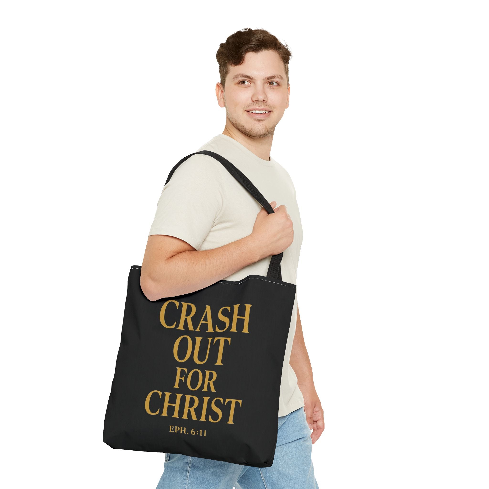 Inspirational Tote Bag - Crash Out for Christ & Full Armor Design