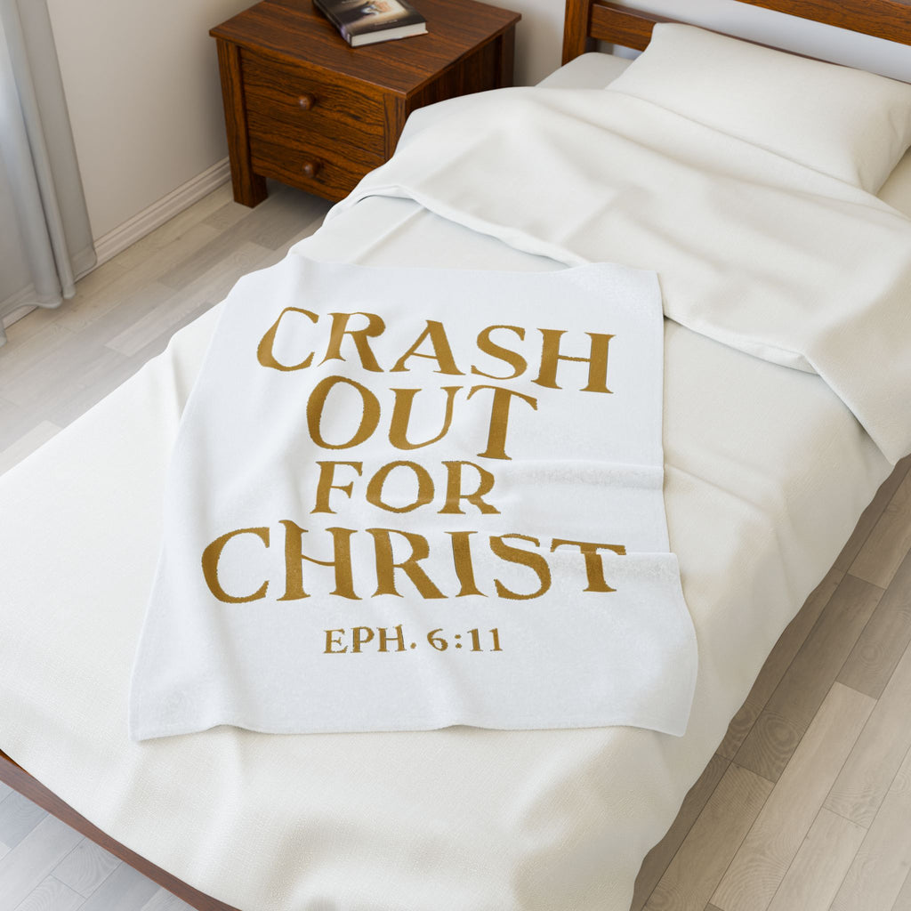 Inspirational Plush Blanket - 'Crash Out for Christ' - Cozy Velveteen Comfort