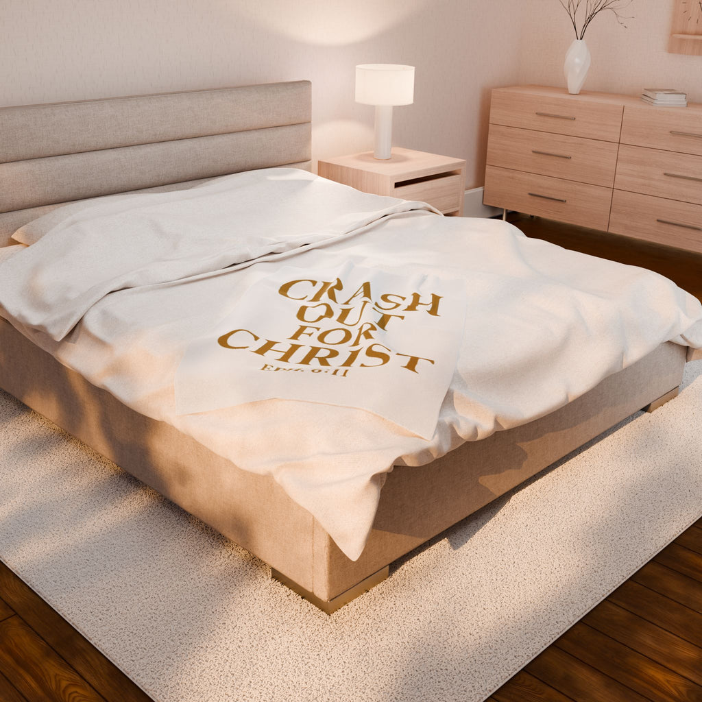 Inspirational Plush Blanket - 'Crash Out for Christ' - Cozy Velveteen Comfort