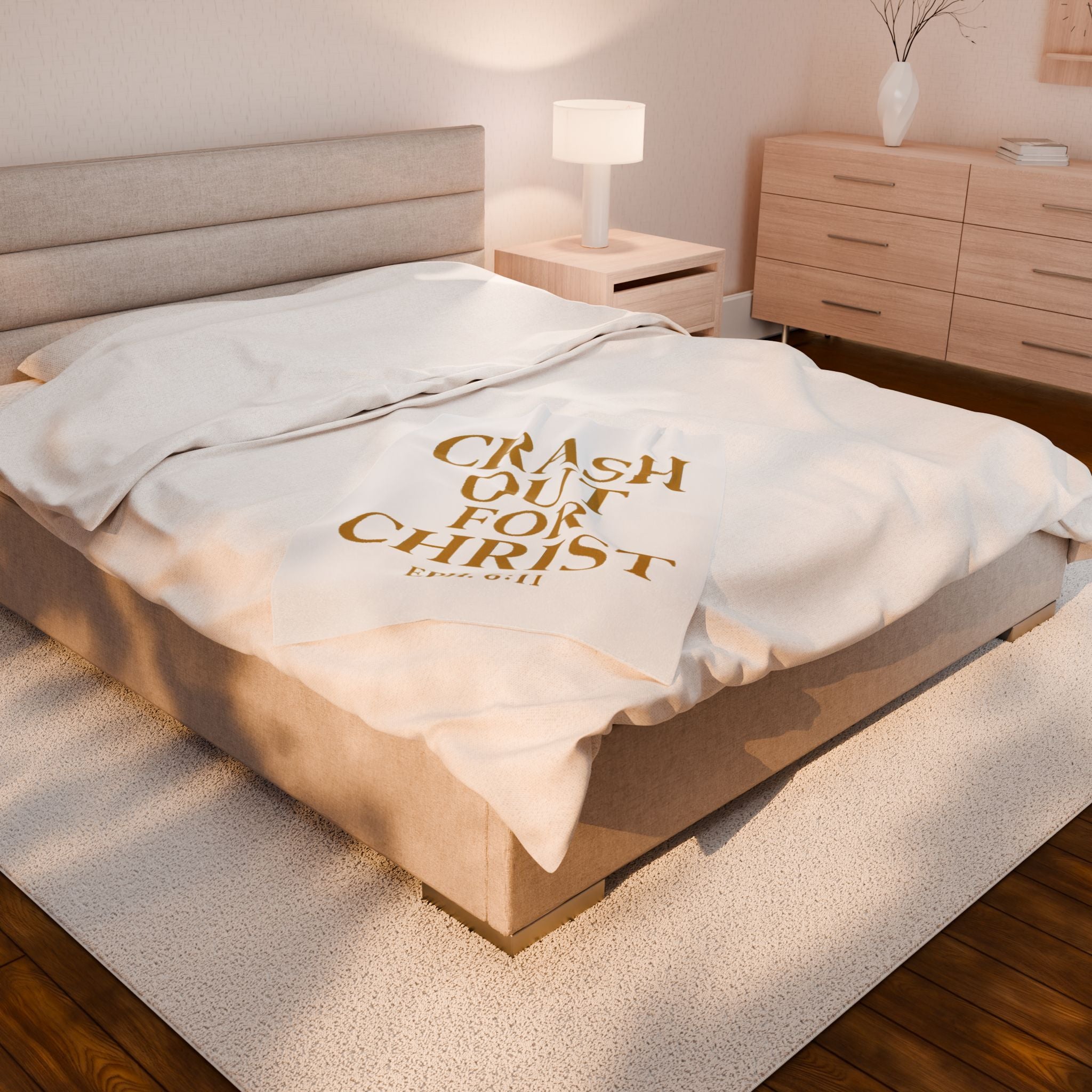 Inspirational Plush Blanket - 'Crash Out for Christ' - Cozy Velveteen Comfort