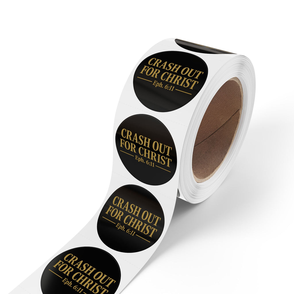 Inspirational Round Sticker Labels - 'CRASH OUT FOR CHRIST'