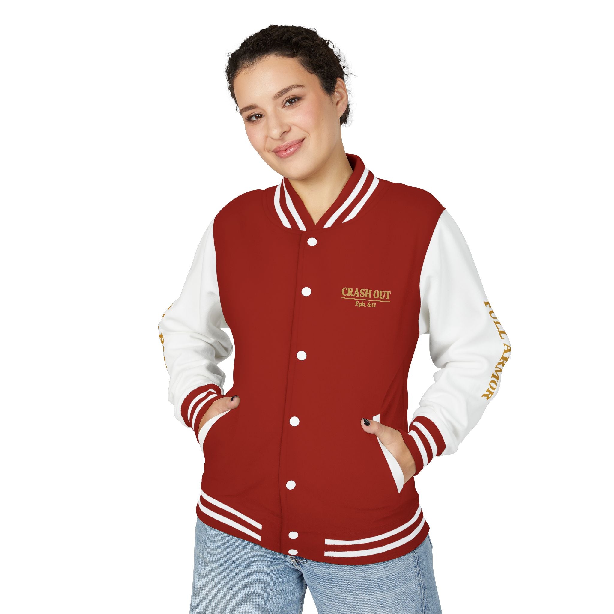 Crash Out for Christ Unisex Heavyweight Letterman Jacket