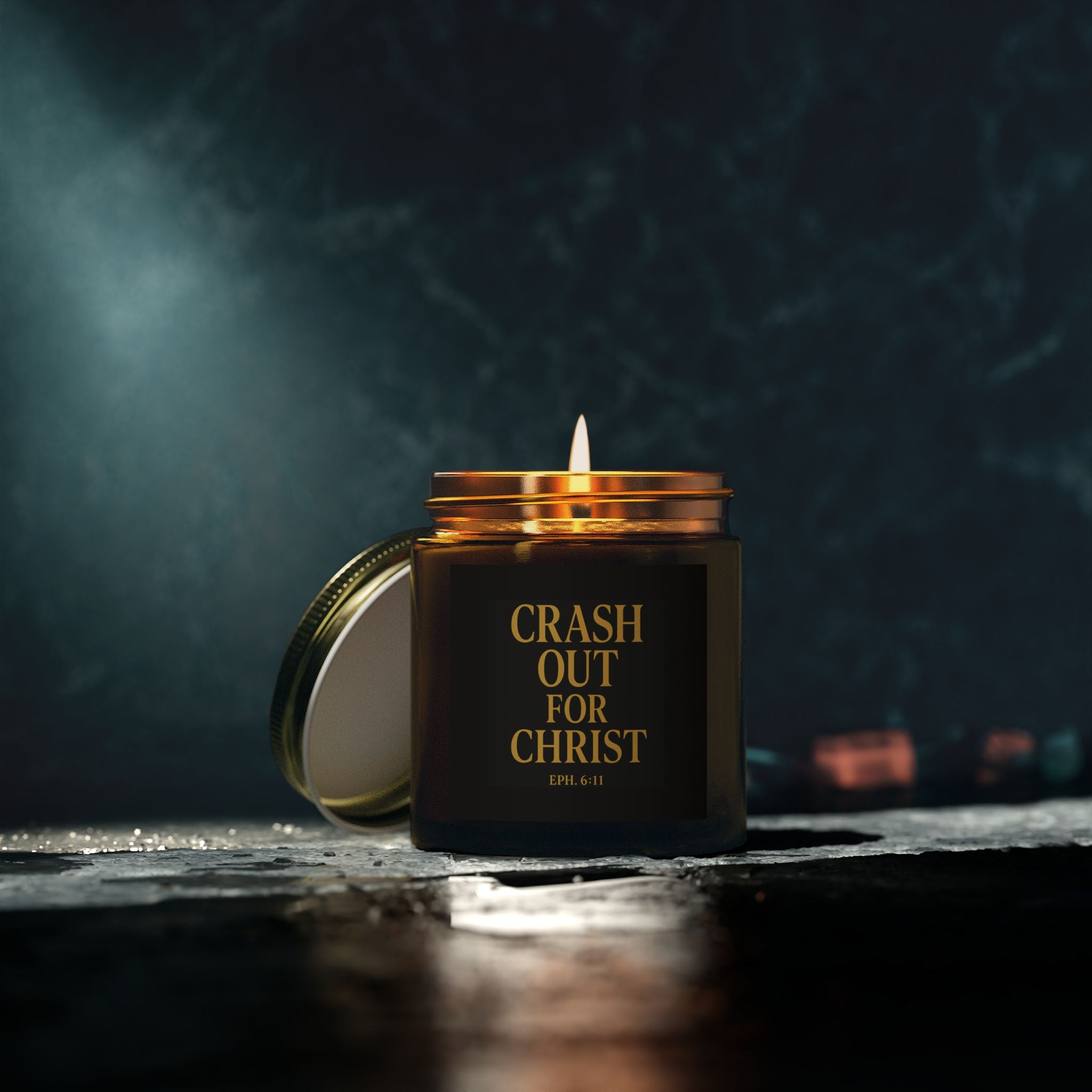 Coconut Apricot Scented Candle - 'Crash Out for Christ'
