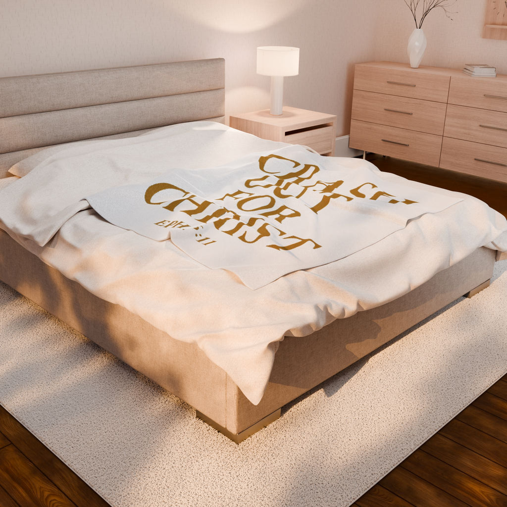 Inspirational Plush Blanket - 'Crash Out for Christ' - Cozy Velveteen Comfort