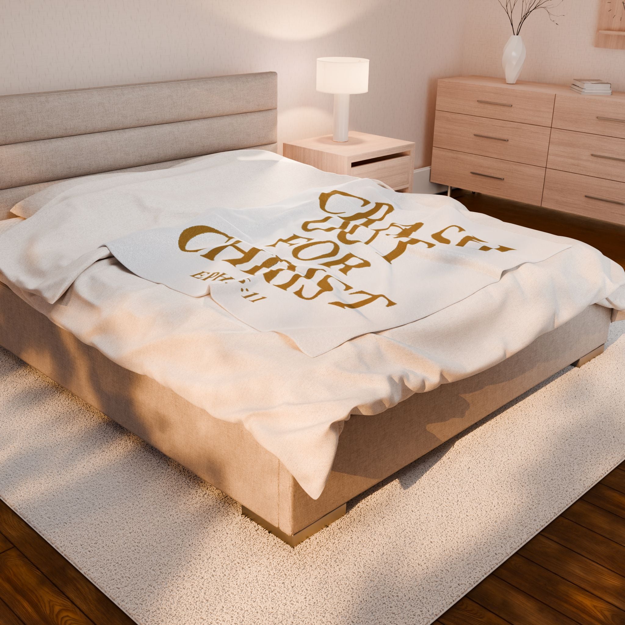 Inspirational Plush Blanket - 'Crash Out for Christ' - Cozy Velveteen Comfort