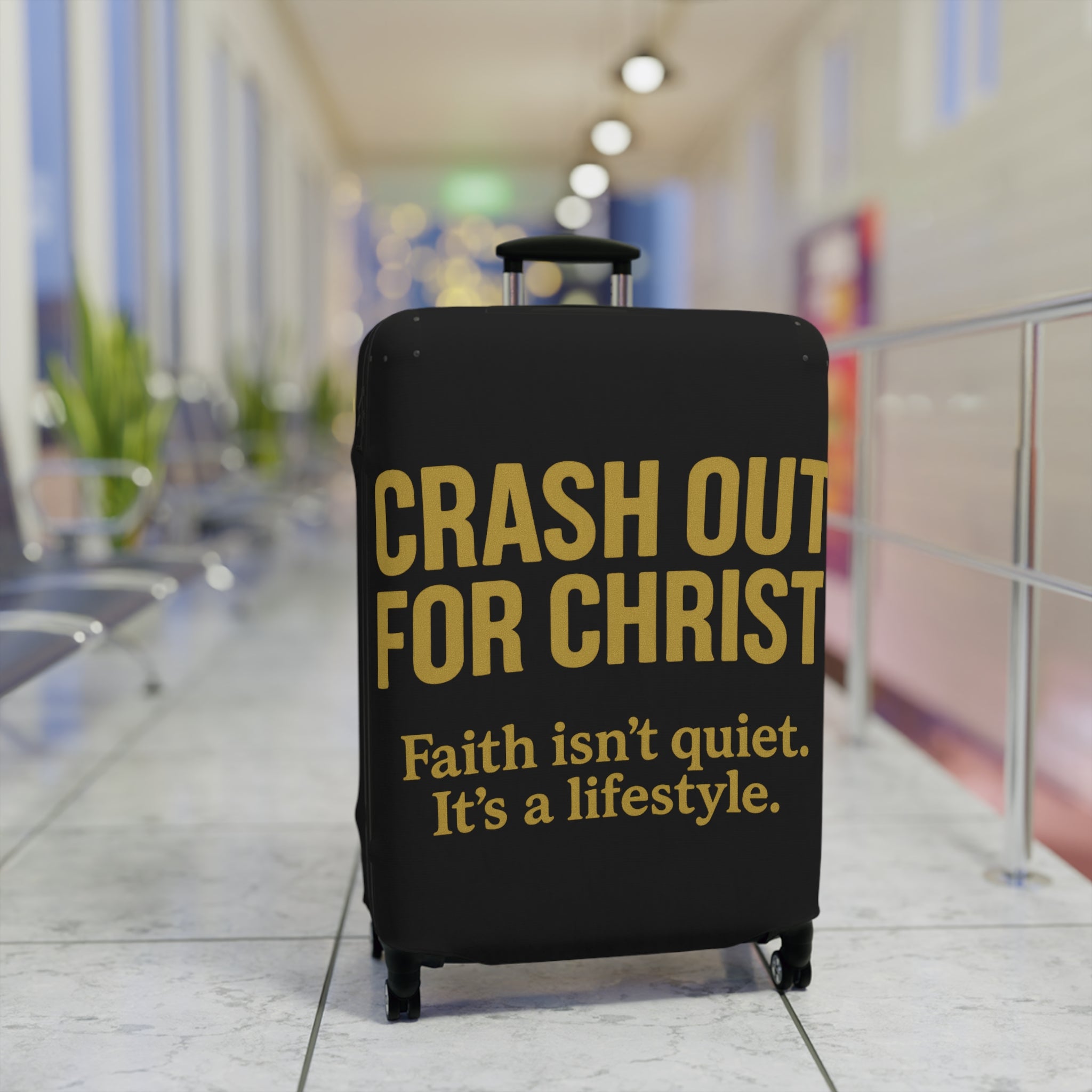 Inspirational Luggage Cover - "Crash Out for Christ" - Travel with Faith
