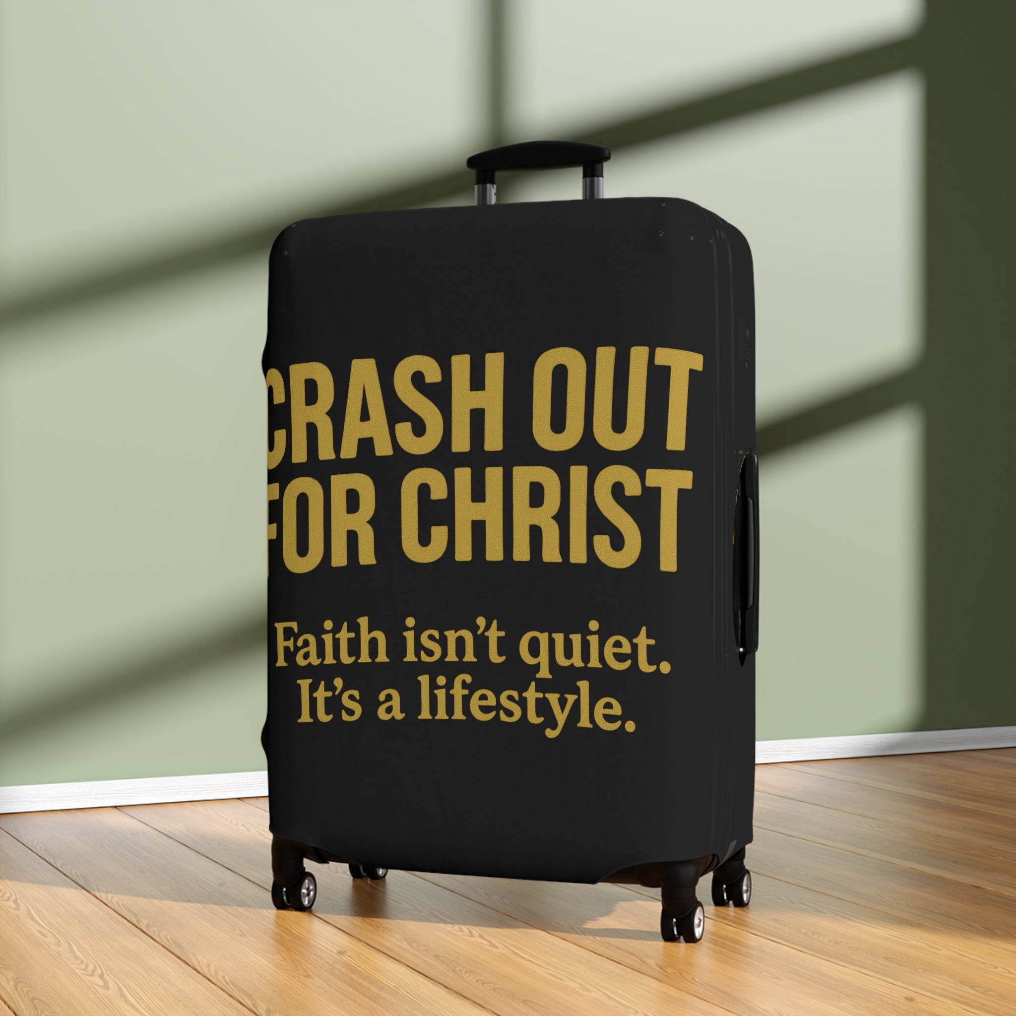 Inspirational Luggage Cover - "Crash Out for Christ" - Travel with Faith
