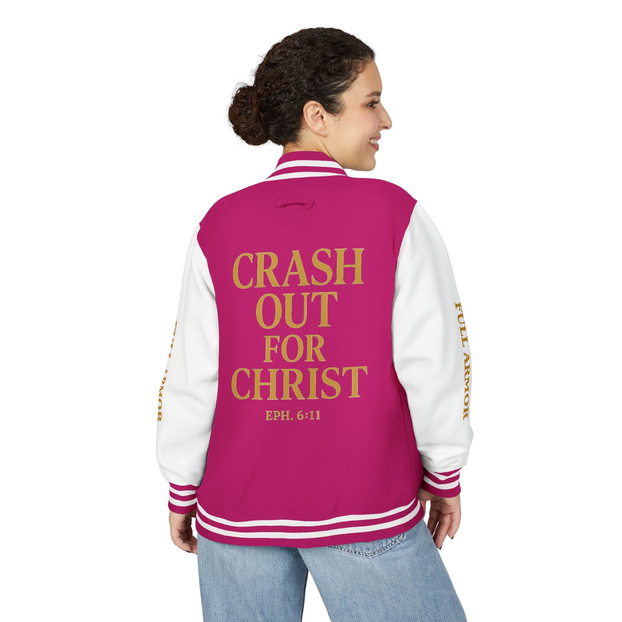 Crash Out for Christ Unisex Heavyweight Letterman Jacket